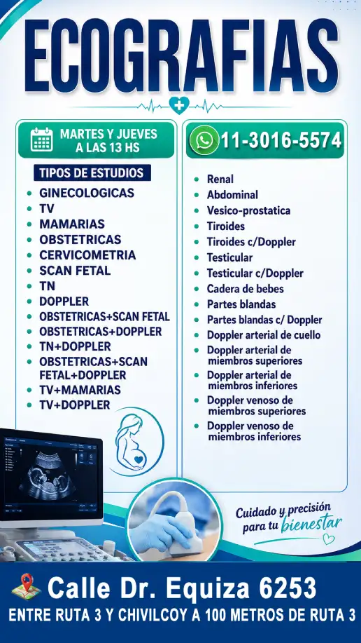 Ecografías ginecológicas, obstétricas, mamarias y doppler en González Catán